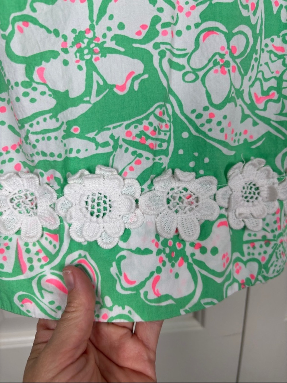 Lilly Pulitzer Green Floral Lace-Hem Skirt - Size 10 - Picture 3 of 7